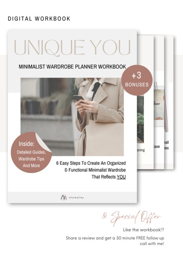 The Minimalist Wardrobe Planner Workbook. 6 Easy Steps to Create An Organized & Functional Minimalist Wardrobe That Reflects YOU #MinimalistWardrobePlannerWorkbook #WardrobePlannerWorkbook #WardrobePlanner #CapsuleWardrobePlannerWorkbook #CapsuleWardrobePlanner
