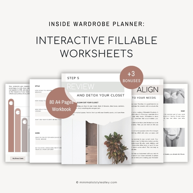 Minimalist Wardrobe Planner Workbook stylealley · 6 Easy Steps to Create an Organized & Functional Minimal Wardrobe That Reflects YOU Inside: Unique YOU Detailed Guides, Wardrobe Tips and More #minimalistwardrobeplannerworkbook #capsulewardrobeplannerworkbook